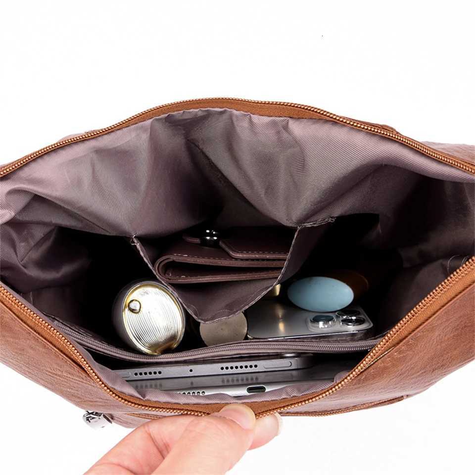 Multifunction Retro Shoulder Crossbody Bags for Women 2024 Designer Ladies Purses and Handbags Leather Large Capacity Totes Sac W251031