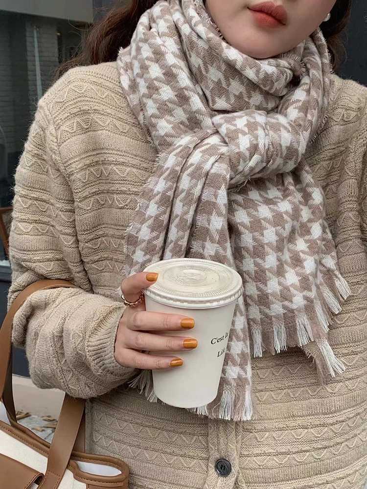 Imitation Cashmere Women Scarf Winter Vintage Houndstooth Scarve Mujer Female Foulard Bufanda Wrap Shawls Echarpe Hiver C251031