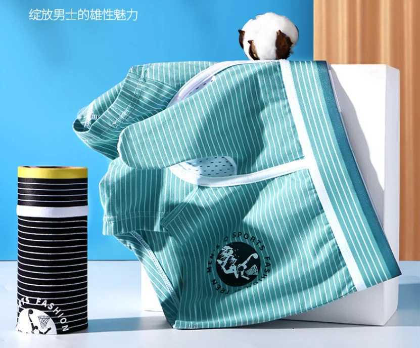 Mens Elephant Pouch Underwear Bulge Sexy Boxer Shorts Cotton Panties Striped Penis Bag Hot Men Lingeries Scrotum SeparationT251031