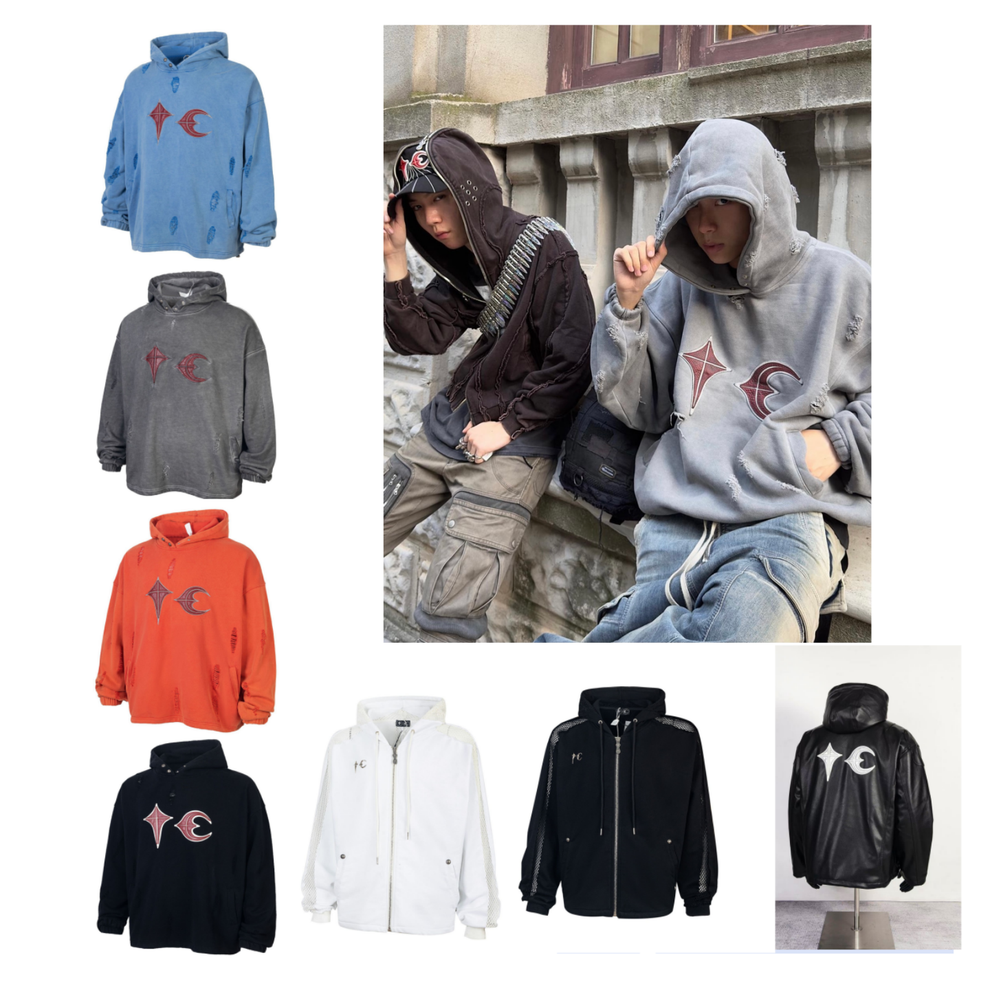 Thug Club Men's Hoodies Fashion Thug Club Vibe Hoody Metal Embroidery Design Features Star And Moon Patterns Heavy Casual Vintage Men Women Sweat