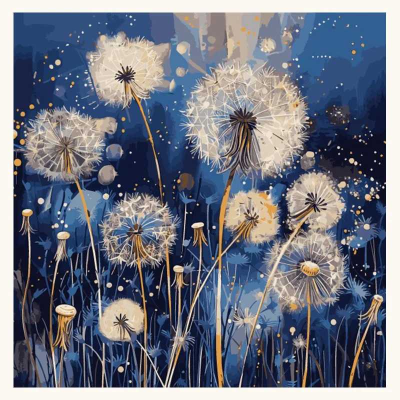 AZQSD Picture Oil Painting by Numbers Dandelion Flower Oil Painting on Canvas Landscape Hand Paint Kits Unique Gift for Children C251031