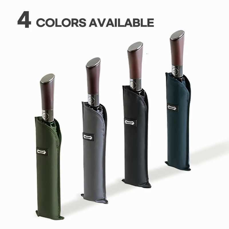 Parachase Autatic Umbrella Men 120cm Large Folding Umbrella Windproof Strong Wooden Handle Big Luxury Umbrella 8K H251031