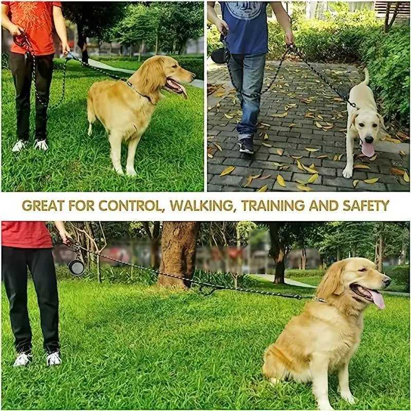 Pet Rope Dog Leash 6ft longTraffic Padded Two HandleHeavy DutyReflective Double Handles Lead for Control Safety TrainingLeas C251031