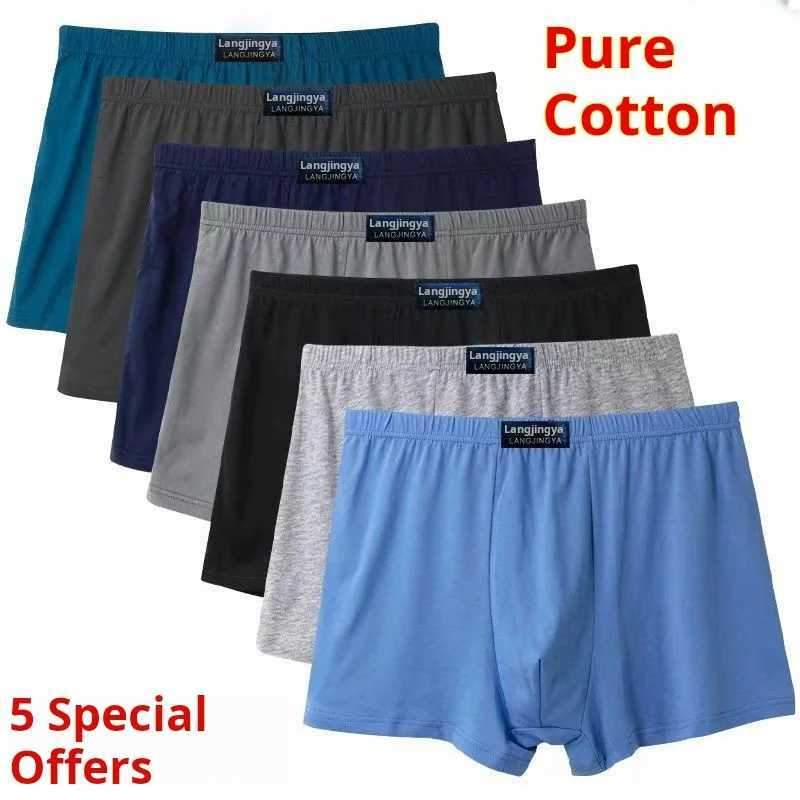 5pcsLot Large Size Mens Panties High Rise Loose Men Underwear Boxer Shorts 100 Cotton Mens Boxers Man Pack Underpants For MenT251031