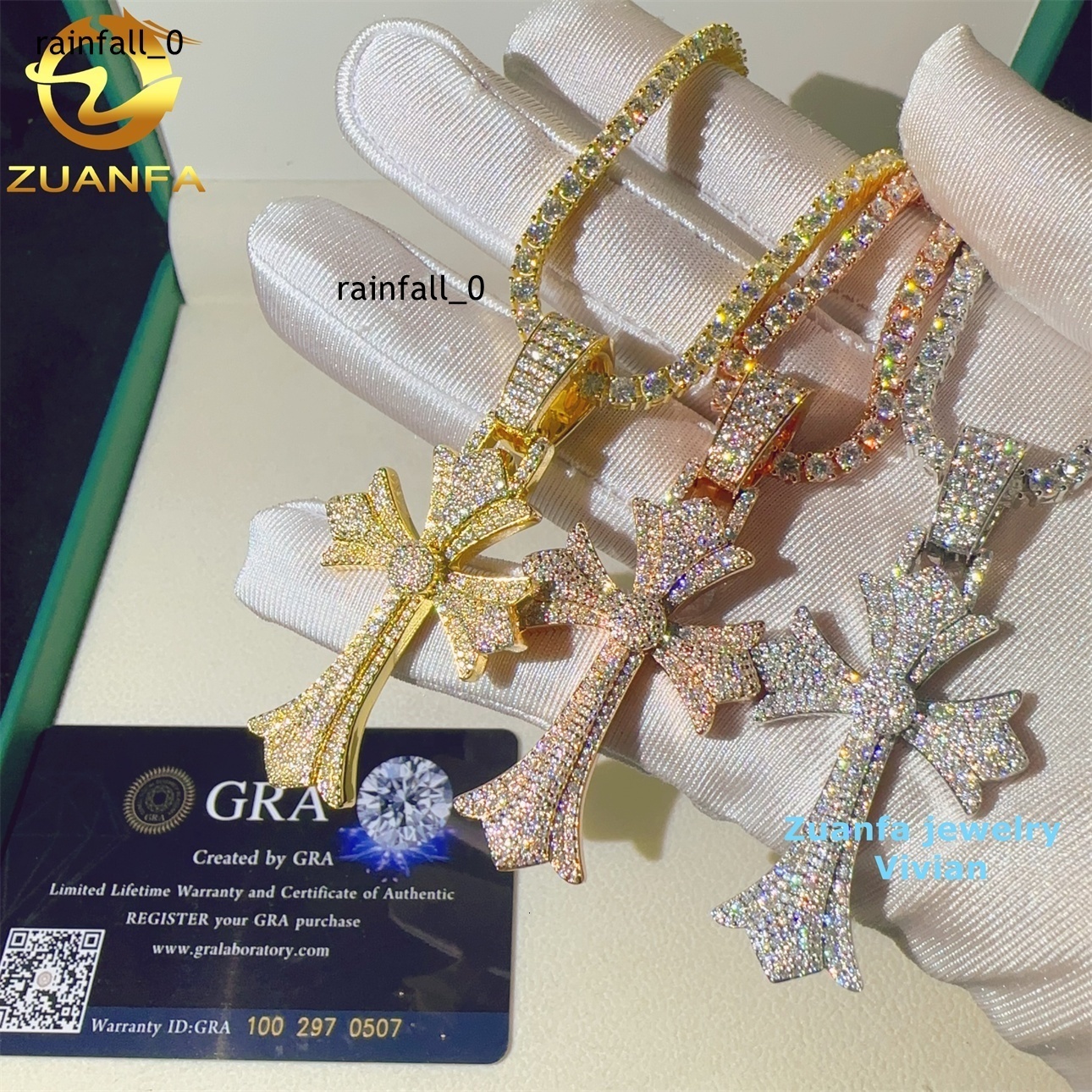 Pass Diamond Test Sterling Silver 925 Moissanite Pendant Men Hip Hop Iced Out Fashion Corss Moissanite Pendant