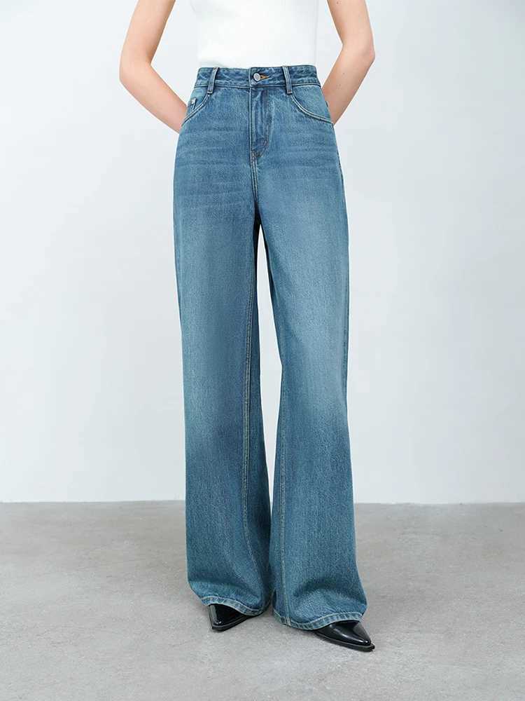 FSLE Premium SeriesSimple and Loose Washed High Waisted Jeans for Women Spring 2025 New Style Jeans 25FS11316 J251031