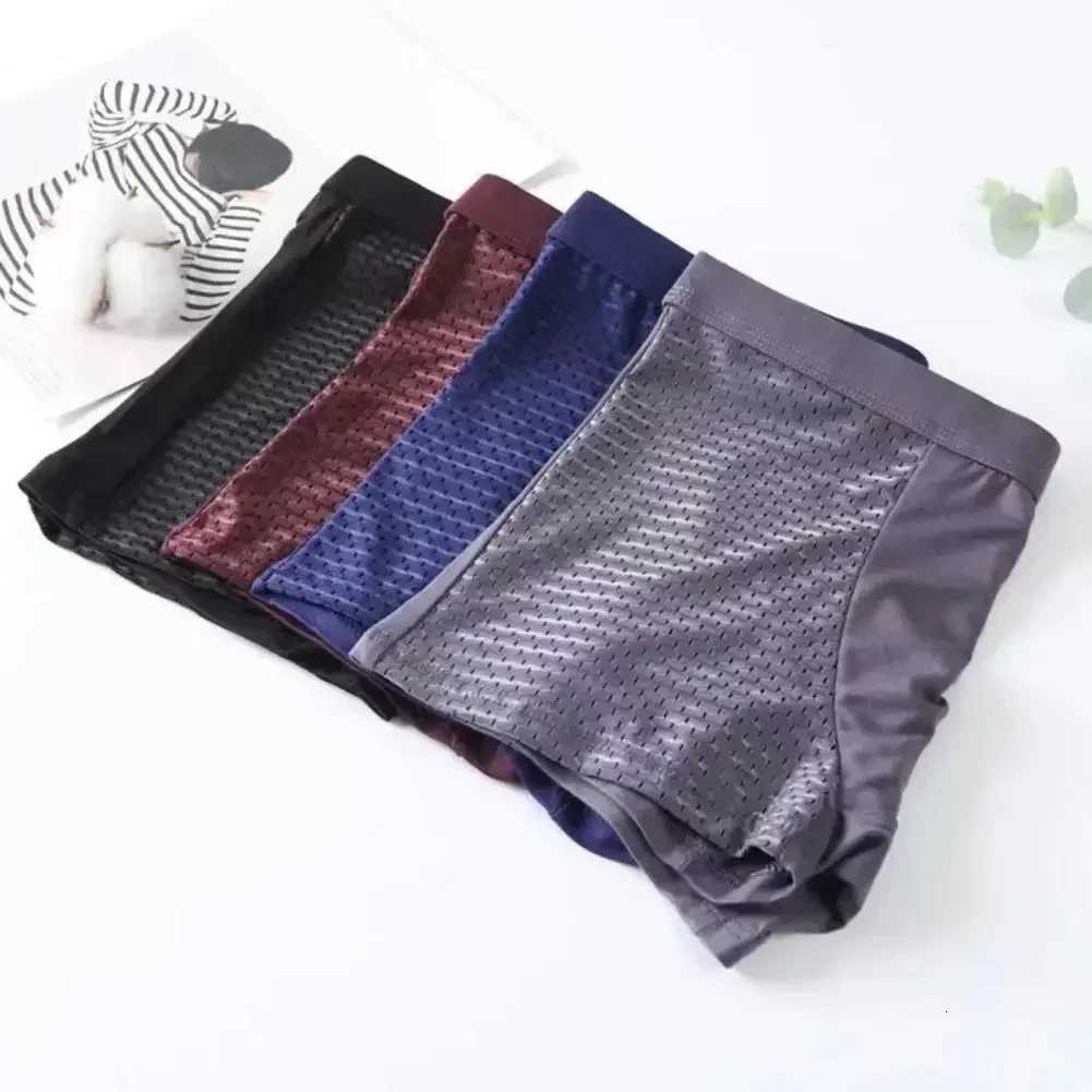 Men Breathable Boxers Ice Silk Mesh Mens Boxers Soft Breathable Underwear with Moisturewicking Technology U Design for ComfortT251031
