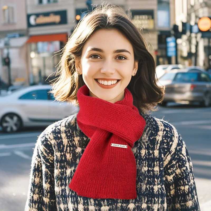 Womens Bordeaux Solid Color Knitted Scarf New Year Warm Winter Fashion SoftW251030