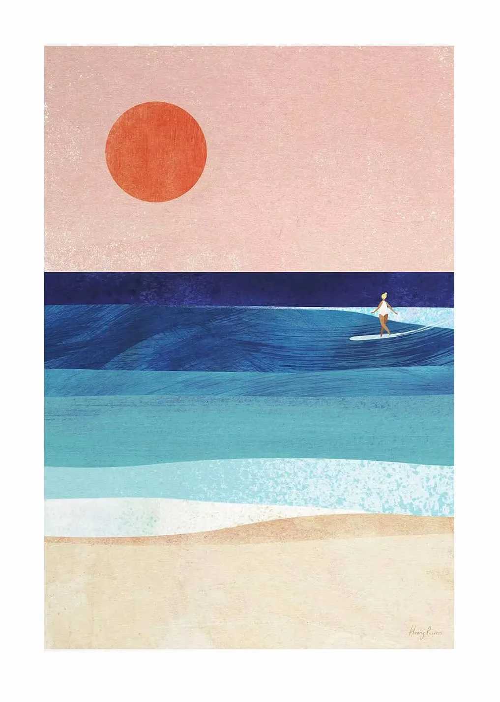 Modern Abstract And Minimst Palm Tree Beach Landscape Art Poster Canvas Prints Mural Living Room Bedroom Home Decoration C251031