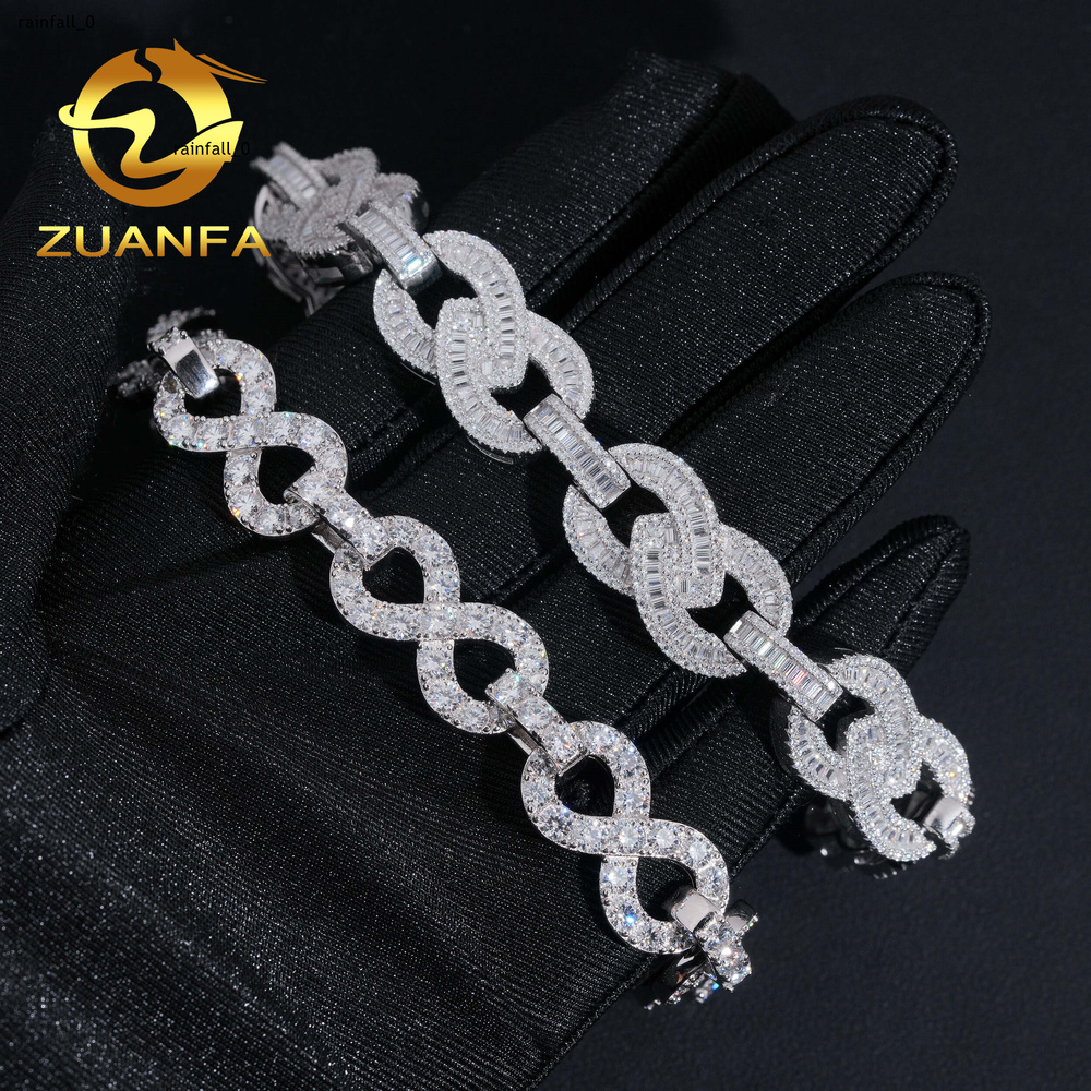 Hip Hop Jewelry 13mm 15mm VVS Moissanite Cuban Link Bracelet 925 Silver Pass Diamond Tester Infinite Moissanite Bracelet