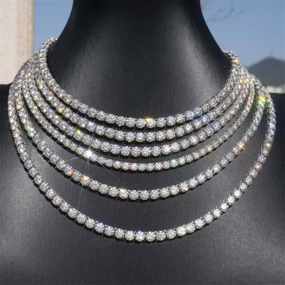 Factory Direct Sales 10K Solid Gold Plated VVS Moissanite Moissanite Chain 3mm Necklace for Men Women Fine Jewelry