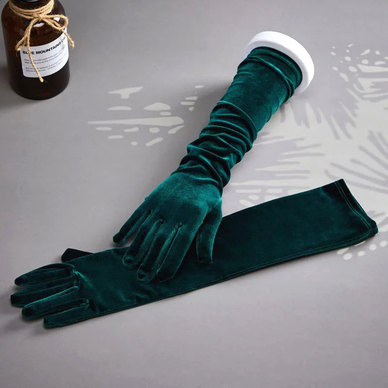 Multicolor Autumn Winter Over Elbow Banquet Women Velvet Long Dinner Dress Gloves Warm Elastic Driving Etiquette 251013