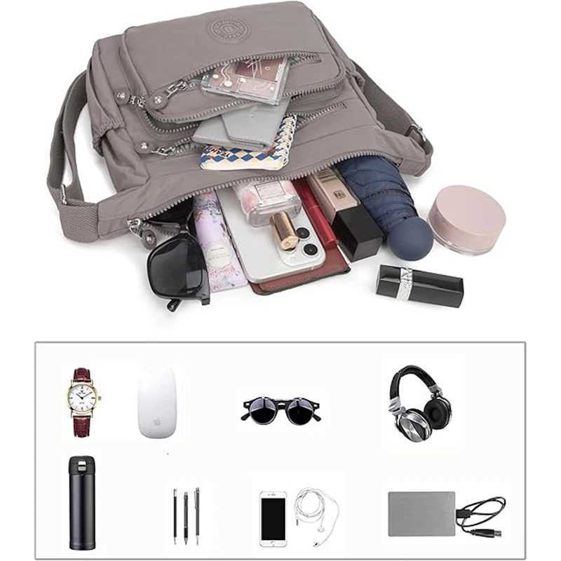 MultiPocket Casual Crossbody Bag For Women Nylon Waterproof Adjustable Strap Travel Messenger Bags Shoulder Bags And Purses W251031