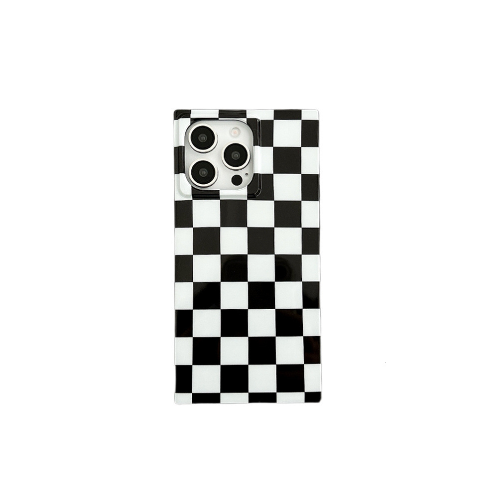 Pink and Black Checkerboard Phone Case Compatible with iPhone 17/16/15/14 Pro Max Niche Square Case iPhone 13 Pro