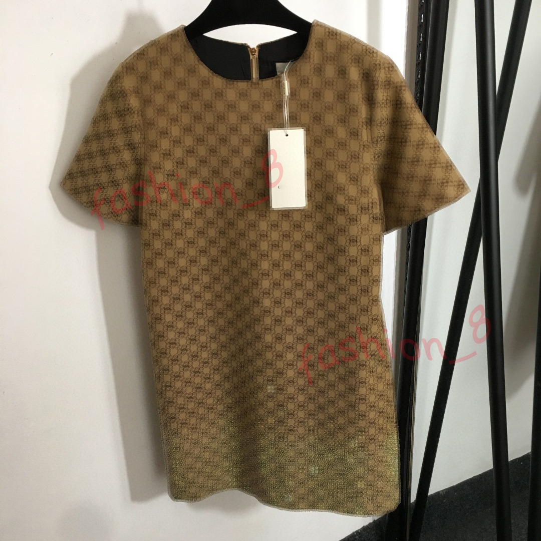 Designer women's dresses A Line Slimming Letter jacquard Mini Skirt Dress Women Full letter short dress Handmade rhinestone dress for women