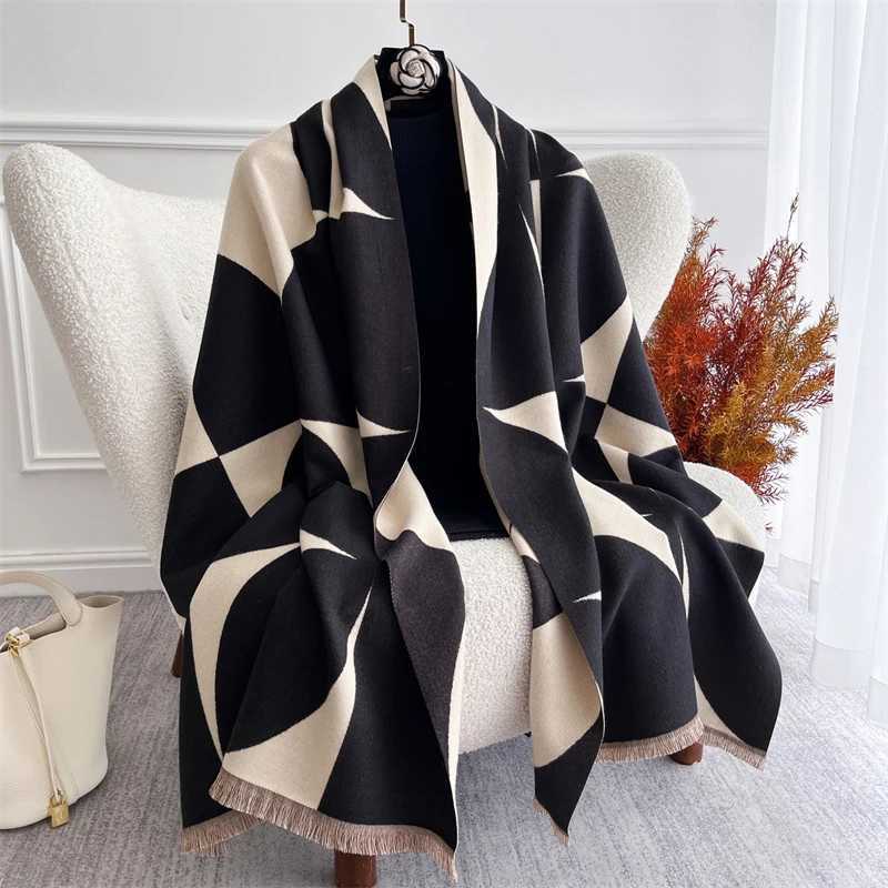 Autumn Winter Scarf for Women Jacquard Shawl Wraps Cashmere Blanket Warm Thick Stoles Lady Bufanda Poncho Scarves C251031