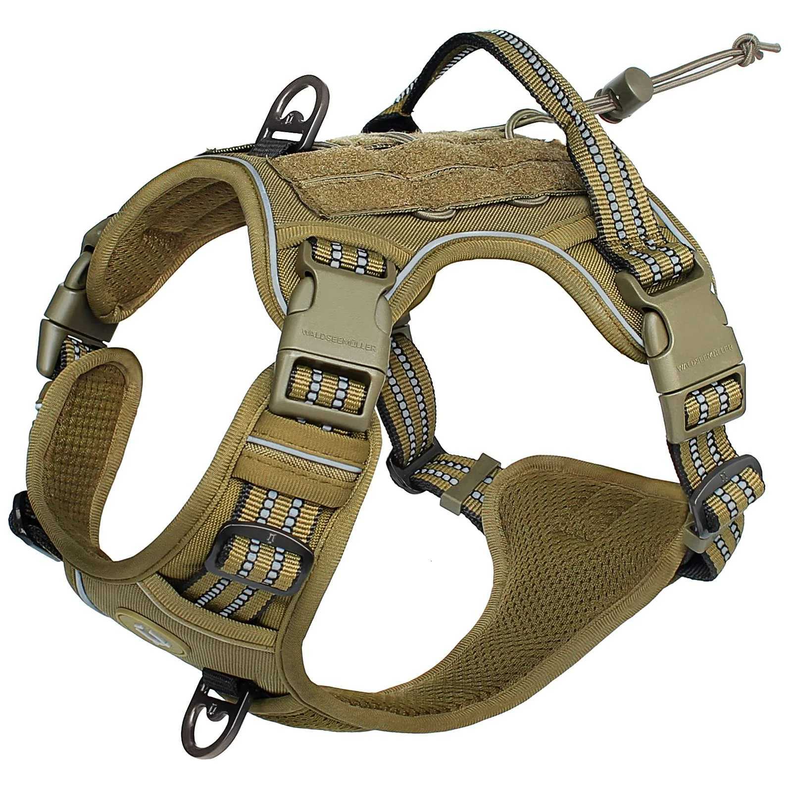 Tactical Dog Harness No Pull Dog Harness Adjustable Breathable MOLLE Dog Vest Harness for Medium Large Dog Reflective Military C251031