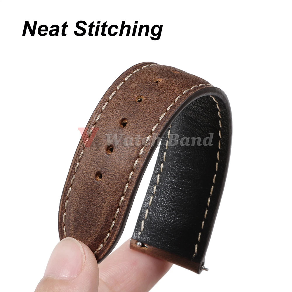 Genuine Calfskin Leather Watchband for Omega Business Watch Band 22mm 20mm 18mm Butterfly Buckle Stitching Brown Strap 251024