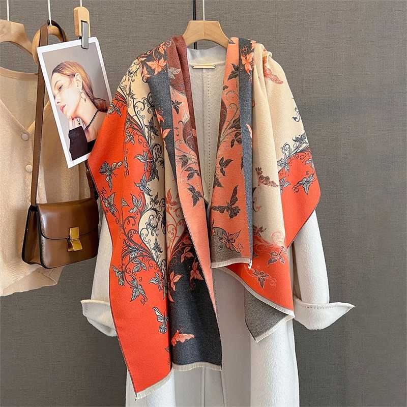 Women Winter Scarf Cashmere Shawls and Wraps Bufandas Floral Print Warm Thick Scarves Blanket for Lady 2025 Newpe C251031