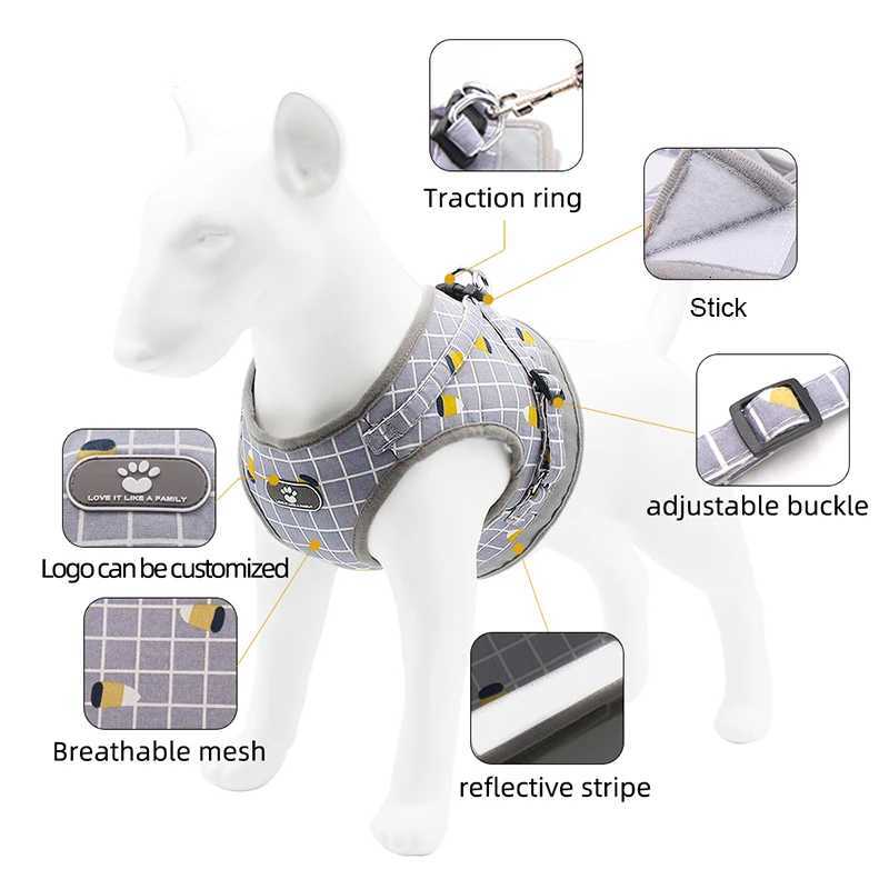 Puppy Harness Pet Chest Strap Set Reflective Dog Mesh Vest Breathable Dogs Cat Harness for Chihuahua French Bulldog Pet Supplies C251031