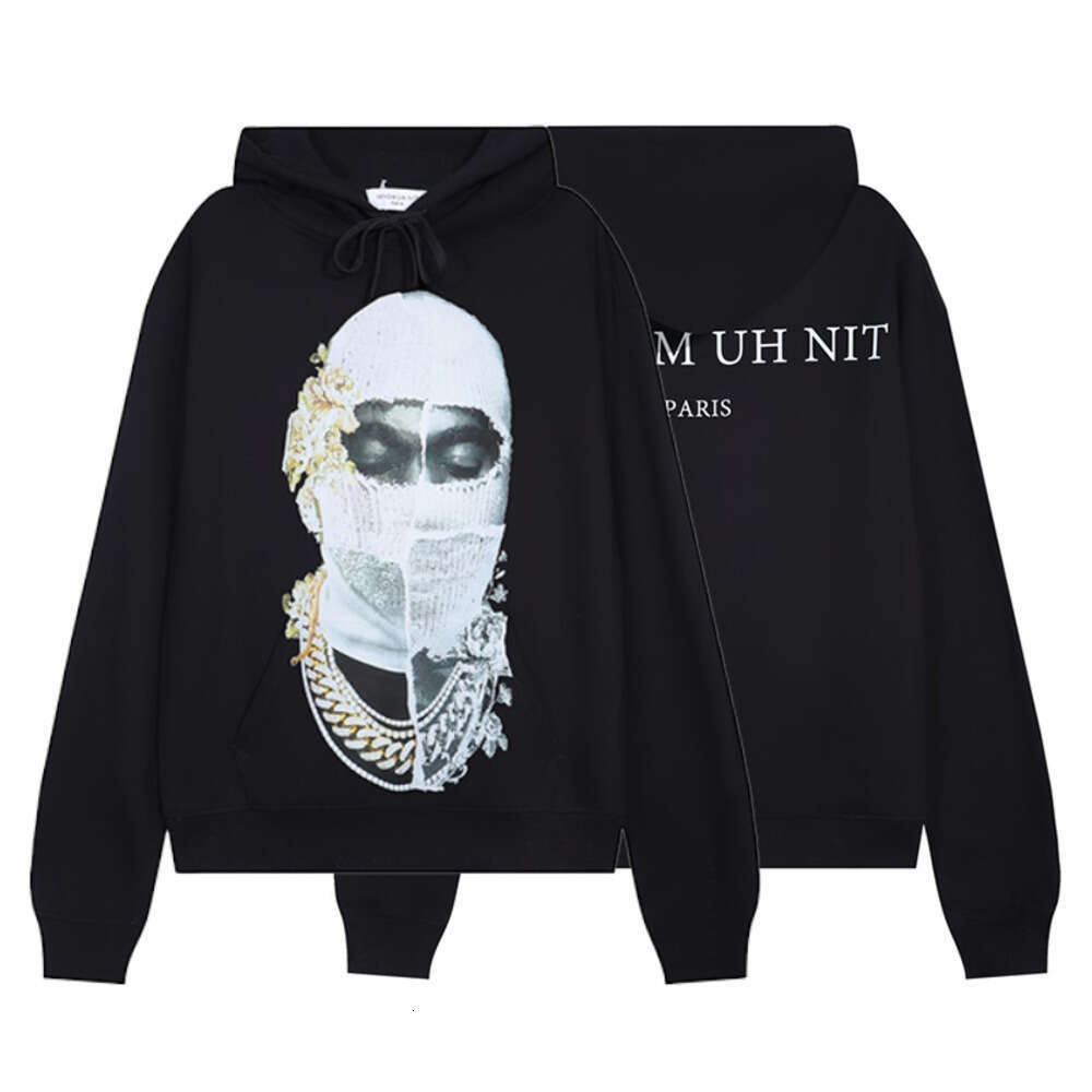 IH NOM UH NIT Hoodies Designer Mens Sweatshirt Long Sleeve O-Neck Masked Men Streetwear Designer Sweater Drawstring Graffiti Funny Mysterious Man Clothing 9D2