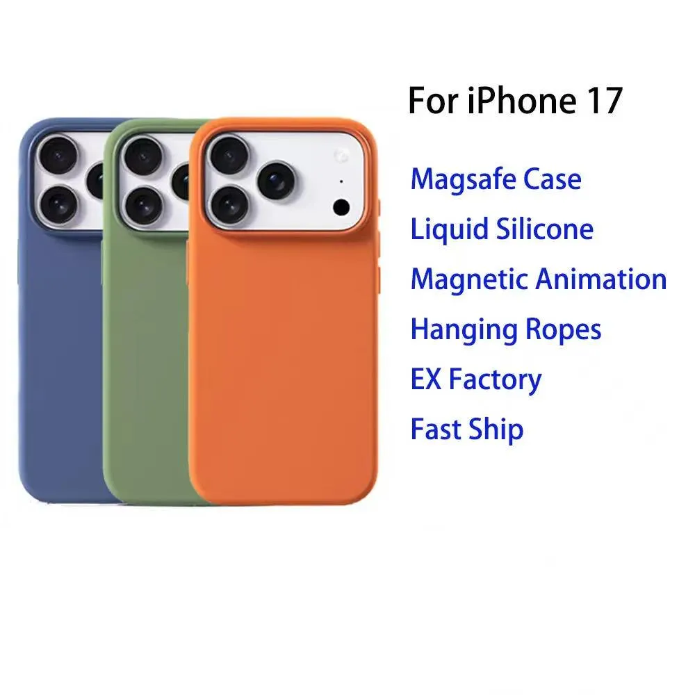 2025 Liquid Silicone Magsafe Phone Case, suitable for iPhone 17 series. Provides comprehensive protection for the phone and comes with a packaging box.