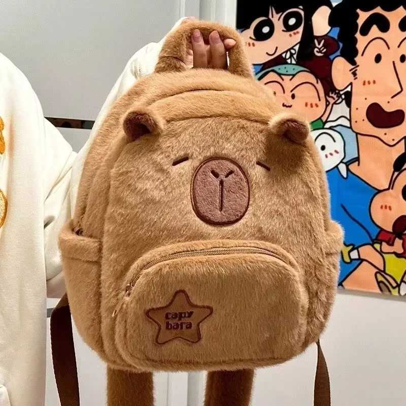 Capibara Backpack Capybara Plush Doll Kawaii Fashion Plushie Childrens Schoolbag Fur Shoulder Bag Women Mini Knapsack Bags Gift W251031