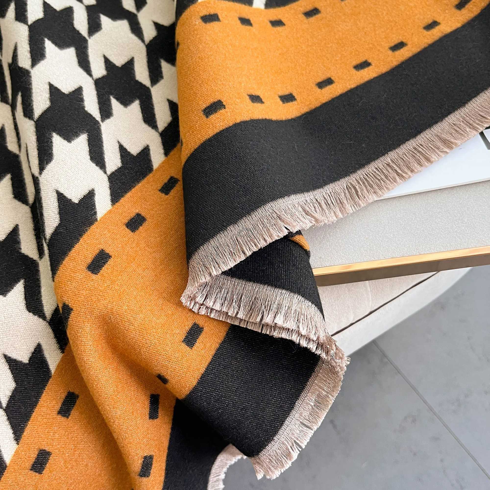 New Winter Houndstooth Scarf Women Cashmere Warm Foulard Female Shawls Wraps Thick Soft Bufanda Poncho Scarves Hijab C251031