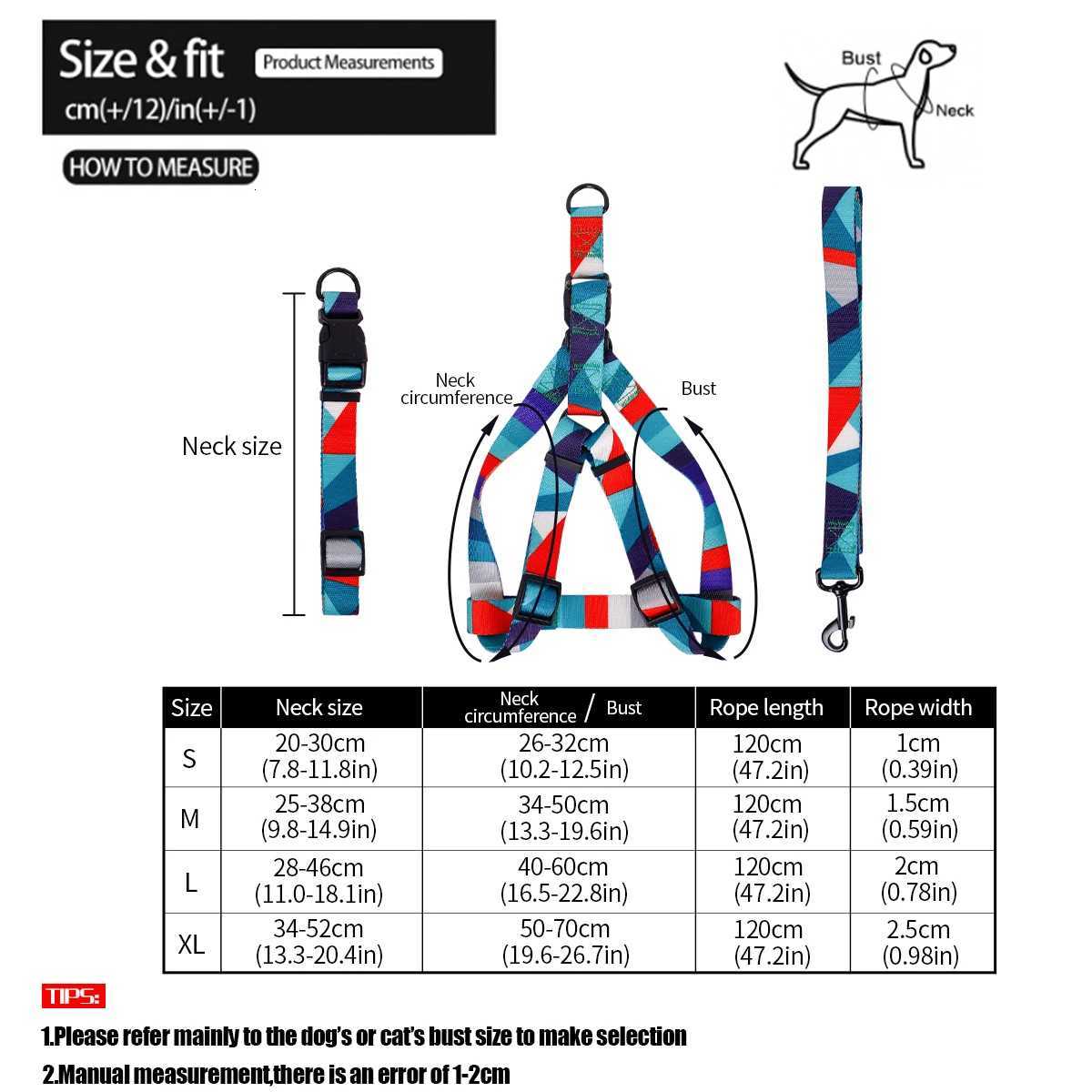 1PC Pet Abstract Chest And harness Set Dog Webbing Leash Dog Walking Leash Dog Collar Threepiece Set C251031