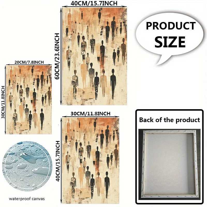 Modern abstract wall art canvas painting beige and brown silhouette figure bedroom contemporary living room decoration C251031