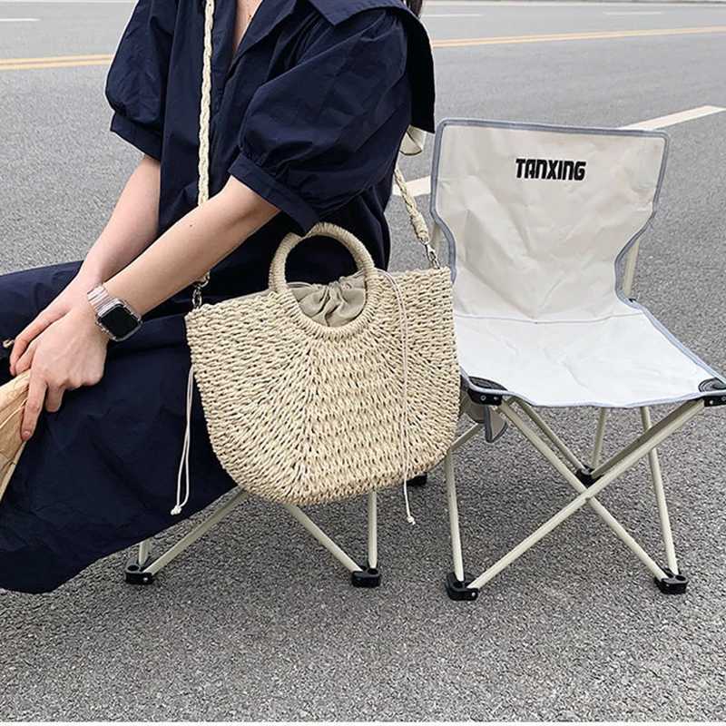 Straw Woven Handbags For Women Handmade Travel Seaside Beach Bag Summer New Handle Bucket Bag Shopping Tote Bag Basket Bolsa W251031