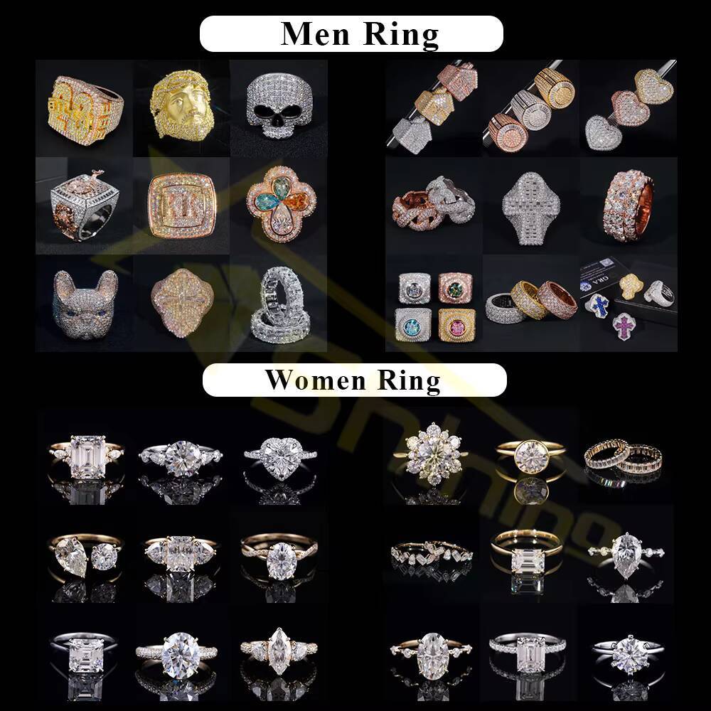 New Iced Out 3X5mm Radiant Cut VVS Moissanite Ring Fine Jewelry Custom Men Women Eternity Ring Band Silver 925 Rings