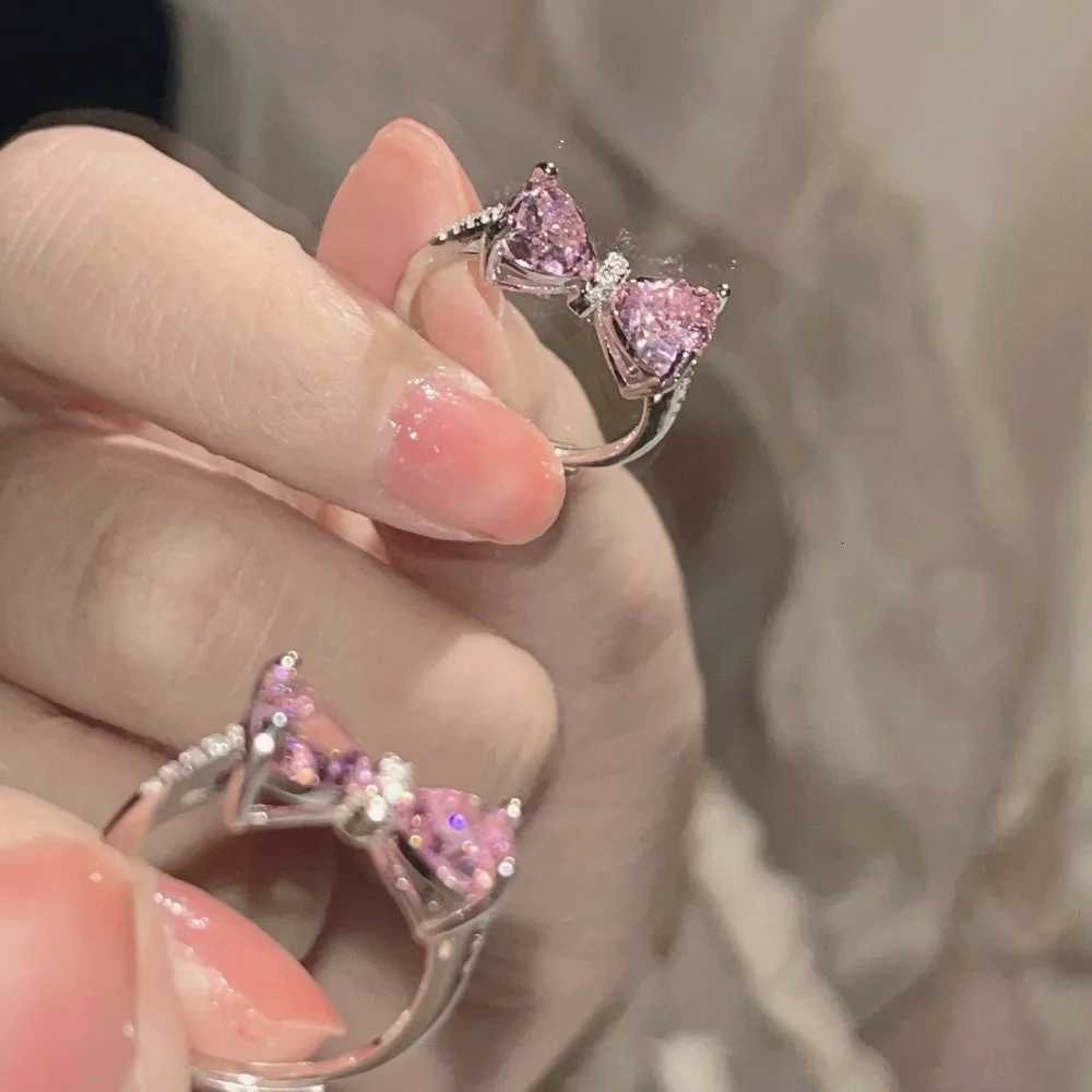 Fashion Pink Bowknot Finger Ring Exquisite Sweet Bowtie Ring Bowknot Adjustable Bowknot Opening Ring WeedingXJ251031