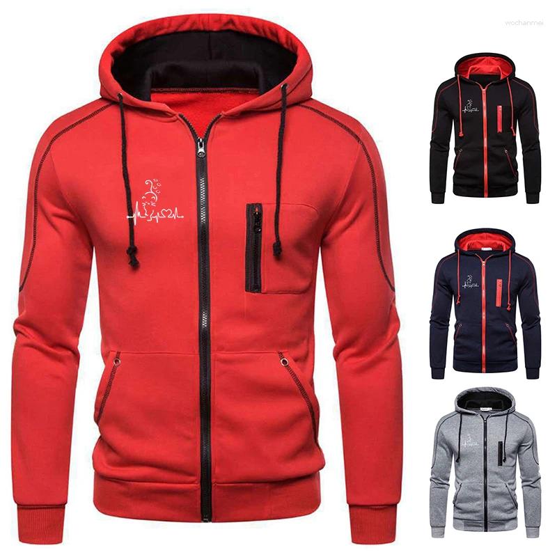 Men's Hoodies Spring Autumn Sports Hoodie Casual Zipper Pocket Clothing Everyday Outdoor Hooded Sweatshirt Black Tops