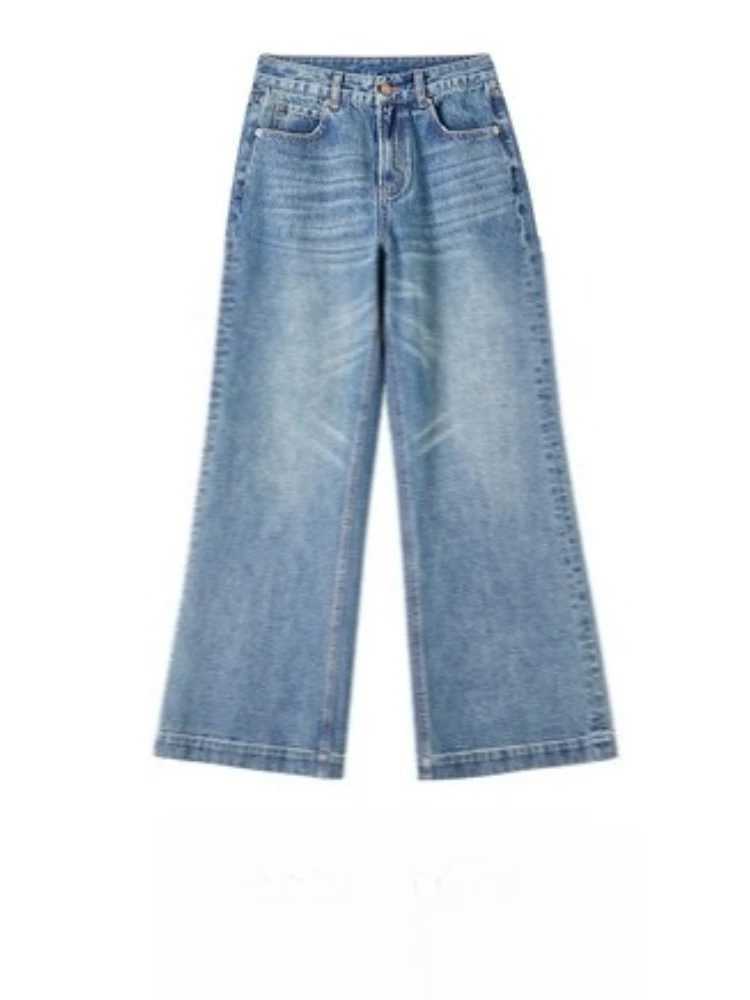 SENTUBILA Womens Vitality Denim High Waist Jeans Autumn 2025 Retro Washed Loose Fit Comfortable Commuter Pants W53NE2047 J2510311