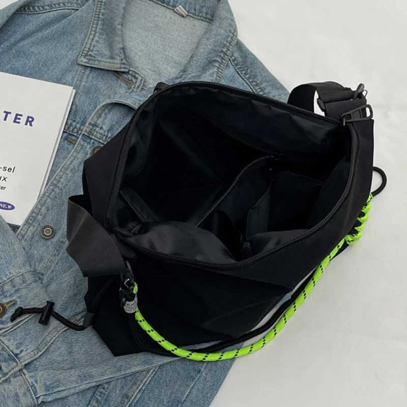 Unisex Leisure big Nylon Crossbody Bag Black Korean style Sweethearts Laptop Shoulder Bags Coloured Elastic Rope Lovers Handbag W251031