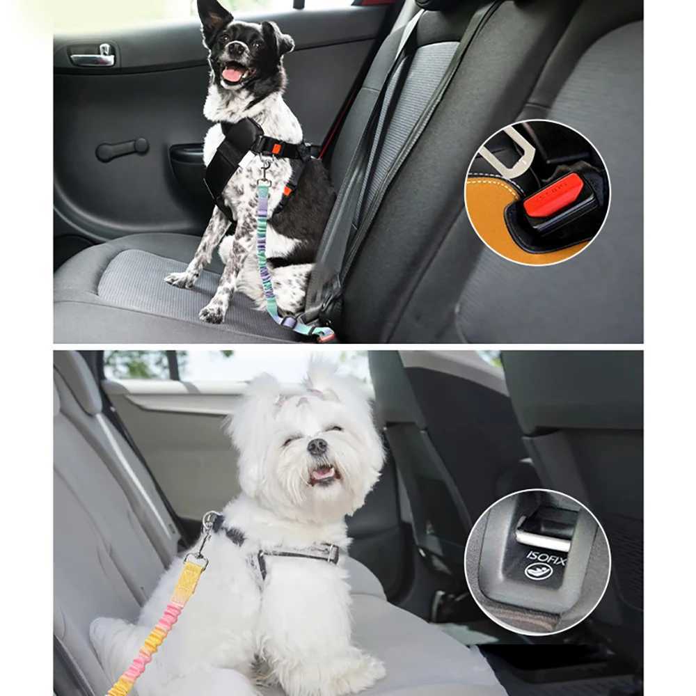 Car Seatbelt Pet Leash for Dogs Adjustable Vehicle Safety Tether CrashProof Travel Harness Clip for Small Medium Large Dogs C251031