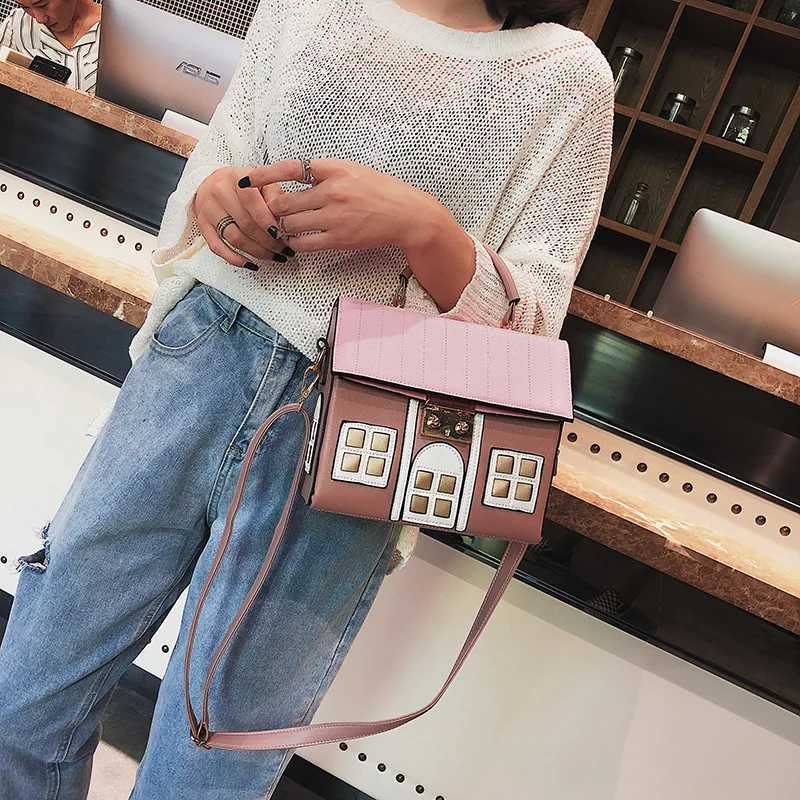 Personality House Shaped Leather Women Handbags 2022 Fashion Creative Girl Messenger Crossbody Bag Shoulder Bag Bolsa Feminina W251031