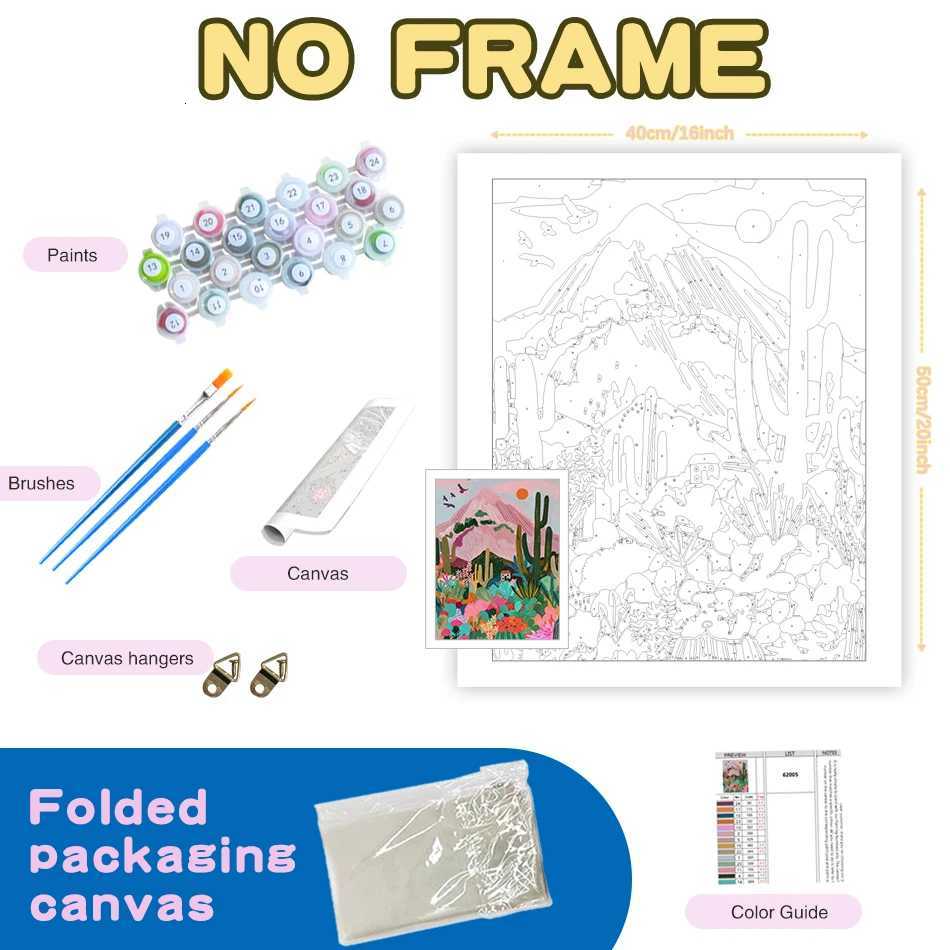 CHENISTORY Frame Painting By Numbers Landscape DIY Frame Paint By Numbers Set Flower On Canvas Animals Home Decoration C251031