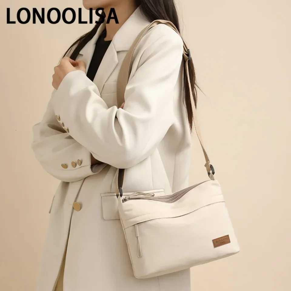 3 Main Pockets High capacity Shoulder Crossbody Bag for Women Multipocket Purse canvas Handbag Suitable for mothers shopping W251031