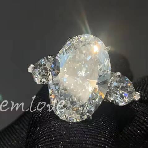 Lab Grown Diamond Wedding Rings 18K Gold CVD 10ct Women Bands Emerald Cut Vintage Custom Eternity Jewelry