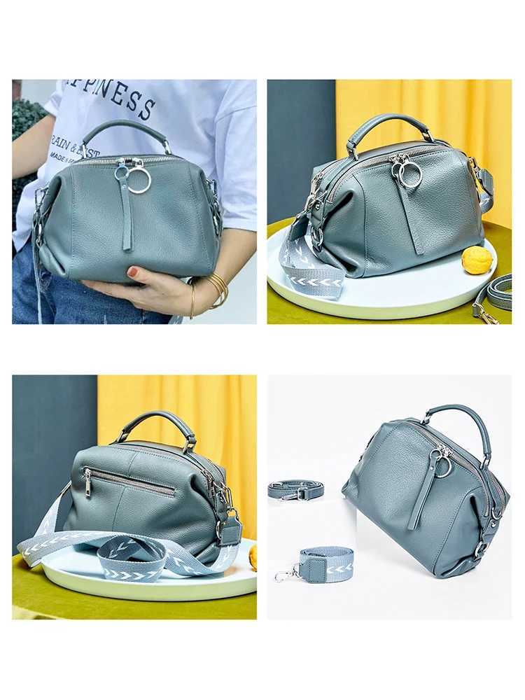 Zency Elegant Genuine Leather Handbag Women Shoulder Bag Large Capacity Simple Medium Tote Bag Crossbody Bag With Two Straps W251031