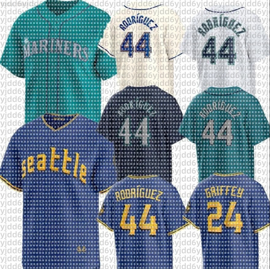 Custom MLB Mariners Baseball Jersey Ken Griffey Jr. Julio Rodriguez JP Crawford Mitch Haniger Cal Raleigh Ichiro Suzuki Logan Gilbert Jorge Polanco Edgar Martinez