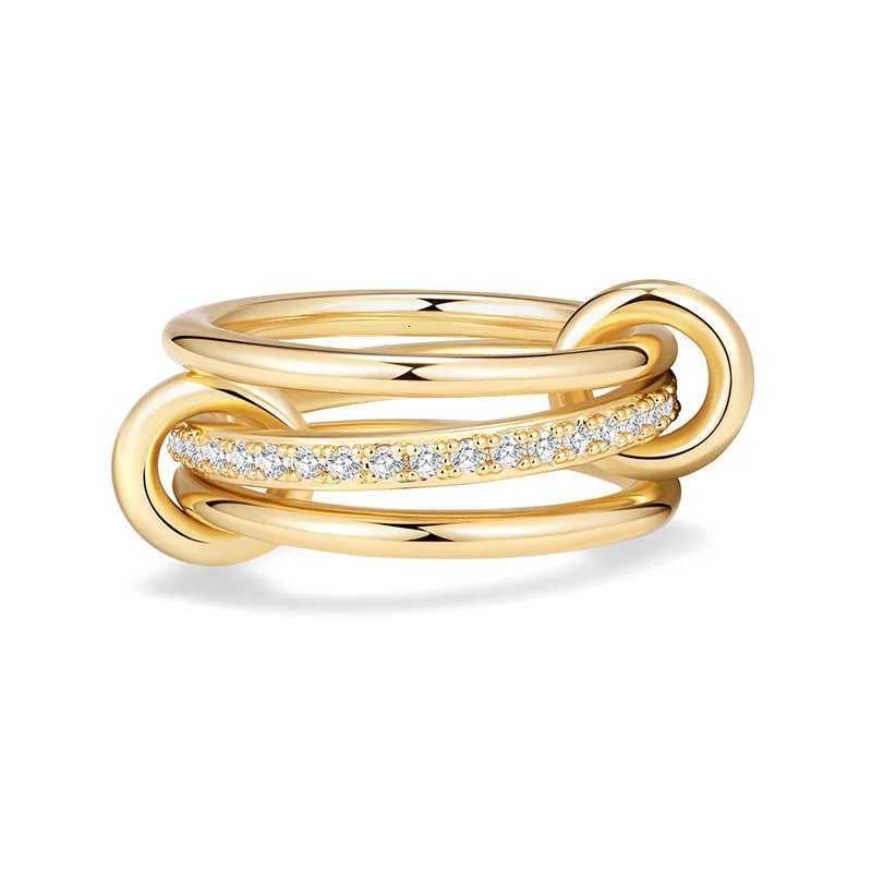 Stainless steel Stackable Rings for Women Non Tarnish Cubic Zirconia Rings Gold Color Multi Ring Mixed Metals Stack Rings SetXJ251031