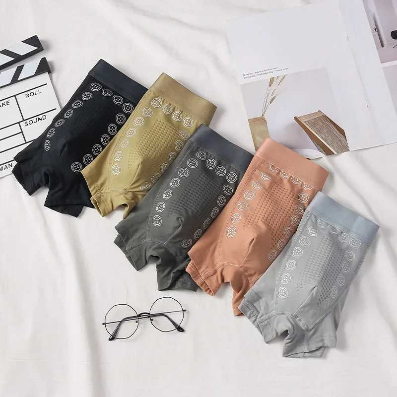 Mens Boxer Shorts 3A Graphene Antibacterial Ice Silk Ushaped Raised Bag Underwear Massage Particle Breathable UnderwearT251031