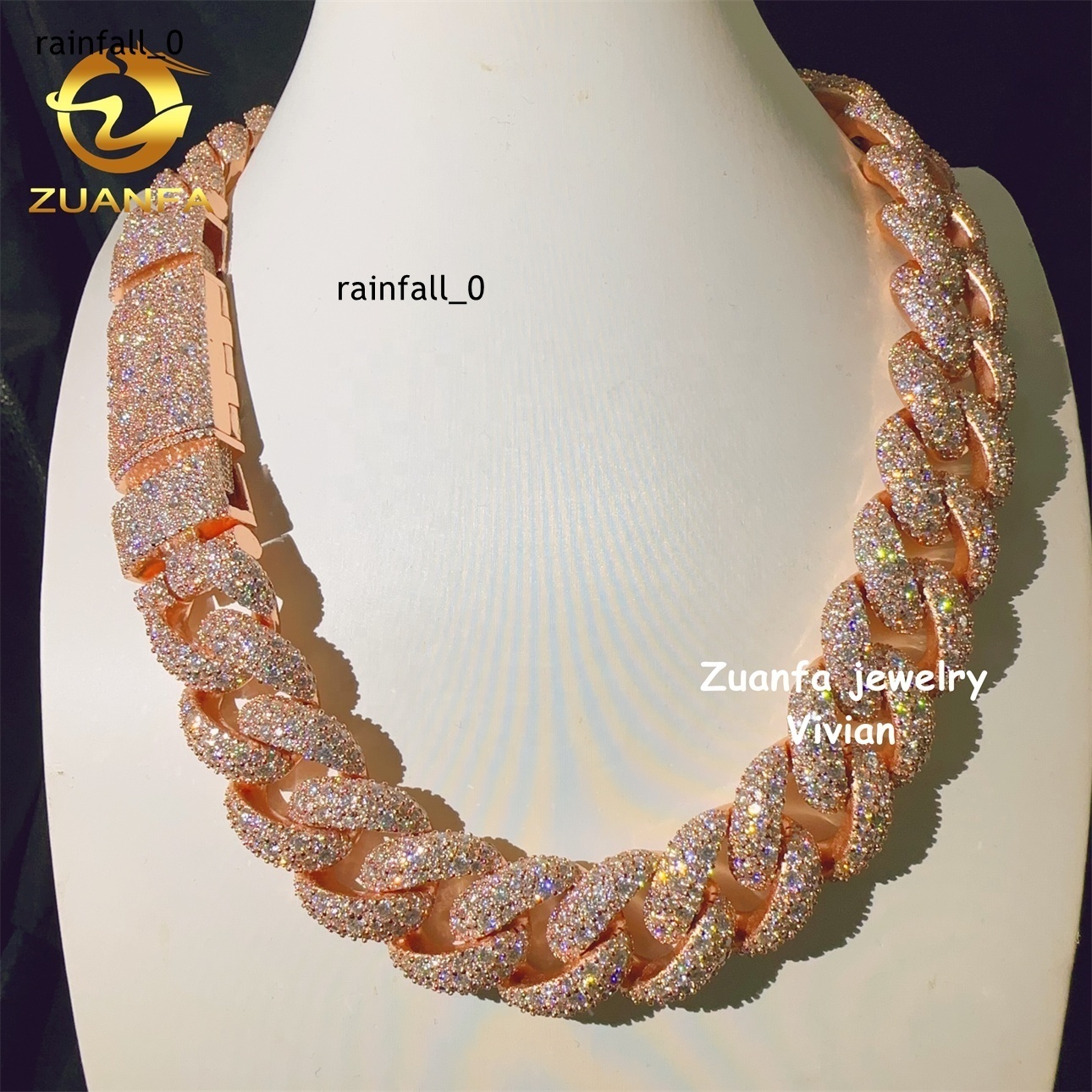 Luxury 23mm VVS Moissanite Diamond Hip Hop Fine Jewelry Miami Cuban Link Chain Miossanite Iced Out Necklace