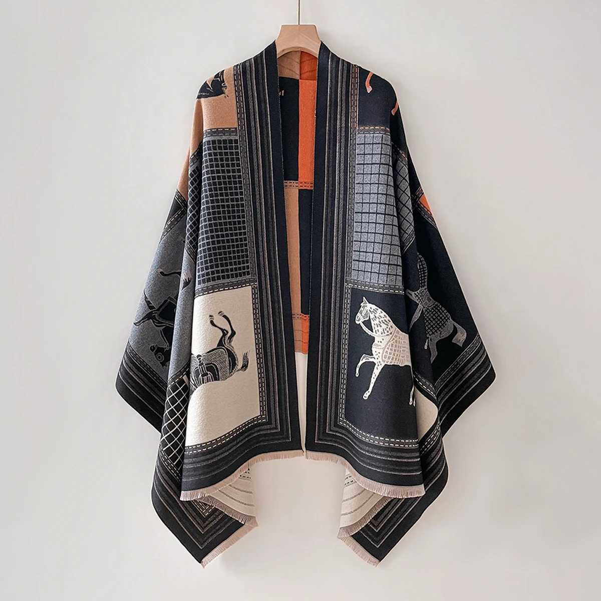 2025 Luxury Winter Cashmere Scarf Women New Warm Blanket Poncho Scarves Female The Horse Shawl Thick Foulard Bufanda C251031