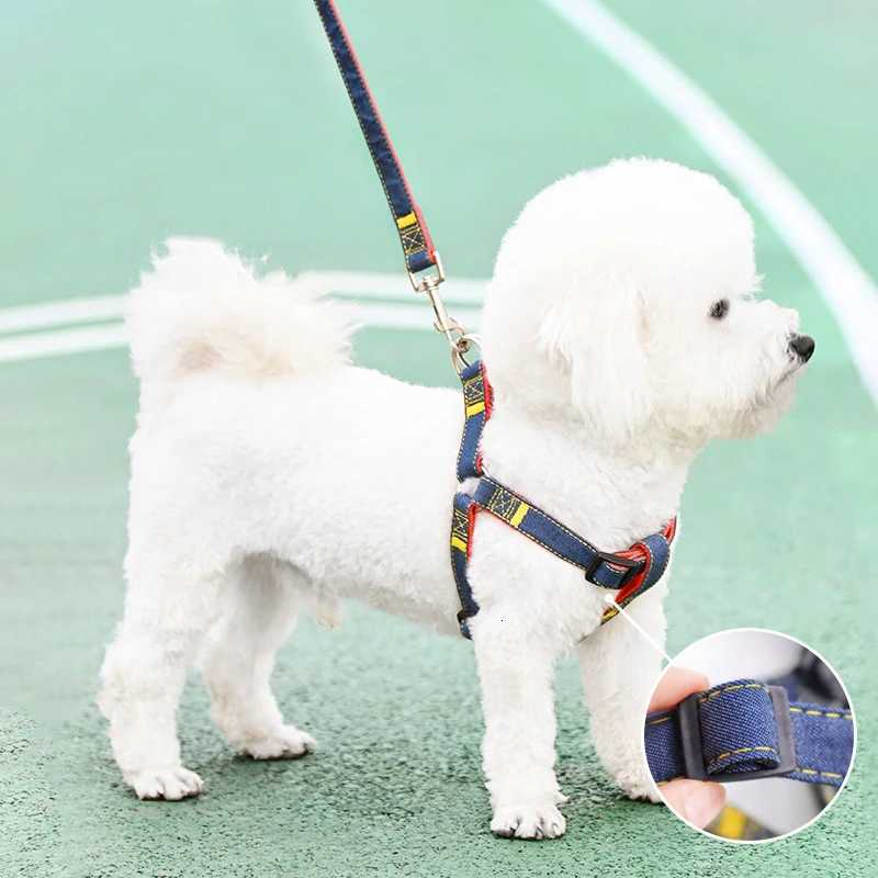 Pet chest and back thick wearresistant vest denim sewn cloth chest and back dog leash pet leash is durable C251031