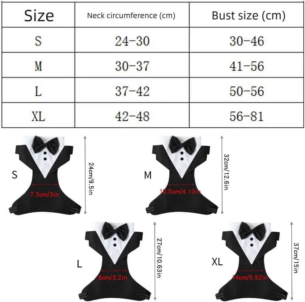 Halloween Christmas Dog Vest Tuxedo Harness Adjustable Tuxedo with Bow Tie for Male Dogs Wedding Party Suit Pet Costume Outfits C251031