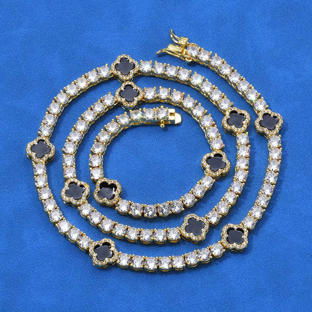 2025 New Trendy Fashion Jewelry Clover Necklace Lucky Grass Bracelet Tennis Chain Hip Hop Jewelry Famous Design Jewelry